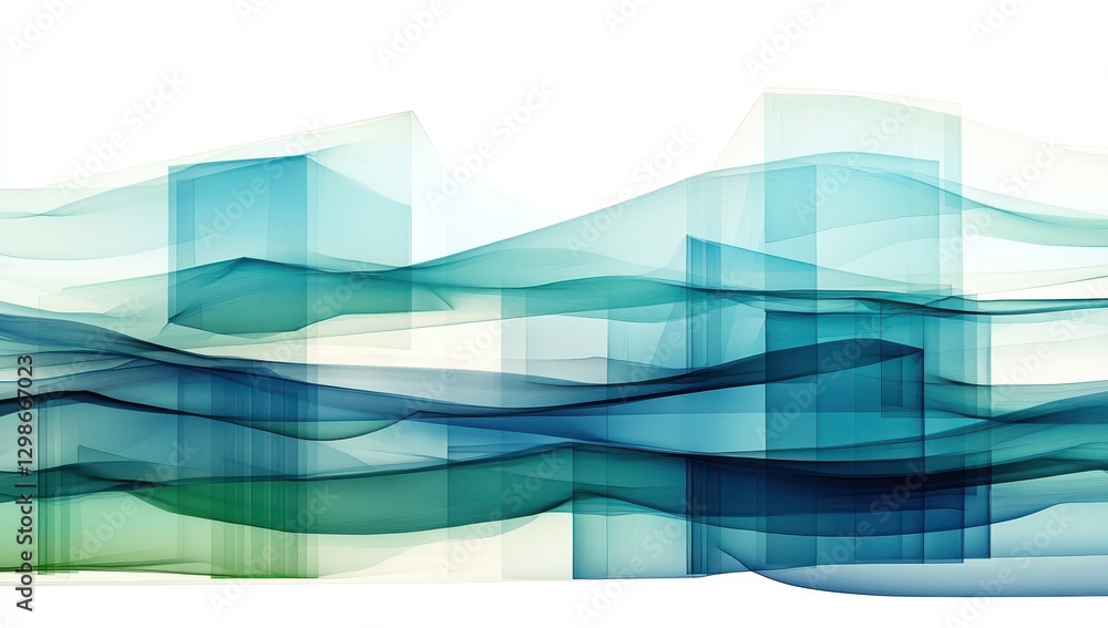 Poster abstract waves of colorful transparency with geometric shapes and soft fluid design for background o