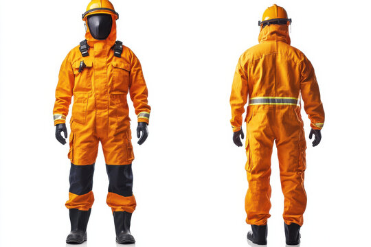 Fireproof safety suit on a white background, symbolizing protection in high-heat environments