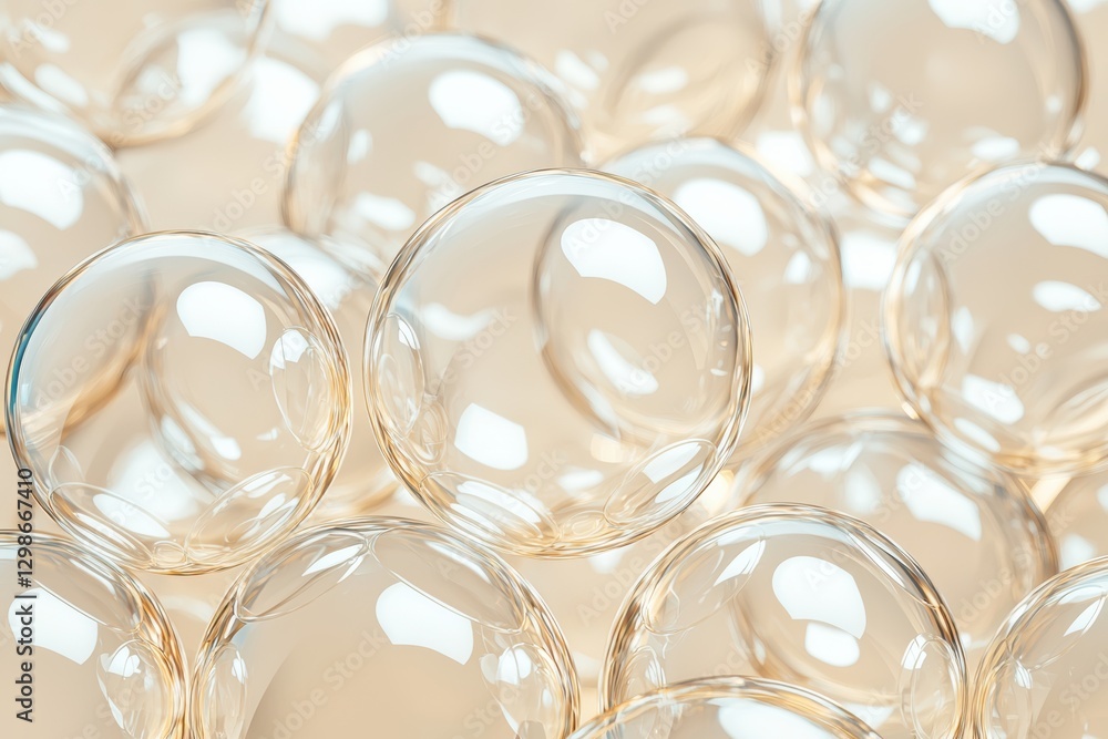 Aufkleber transparent glass spheres creating an abstract background with light beige color
