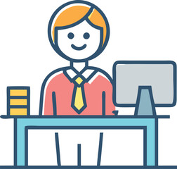 Professional Office Worker Illustration for Business and Corporate Themes.