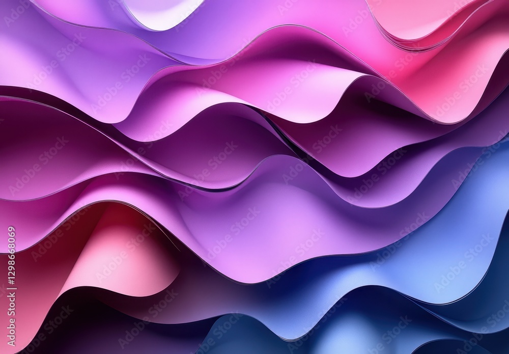 Poster abstract waves of vibrant pink and purple colors flowing gently in a smooth and dynamic pattern suit