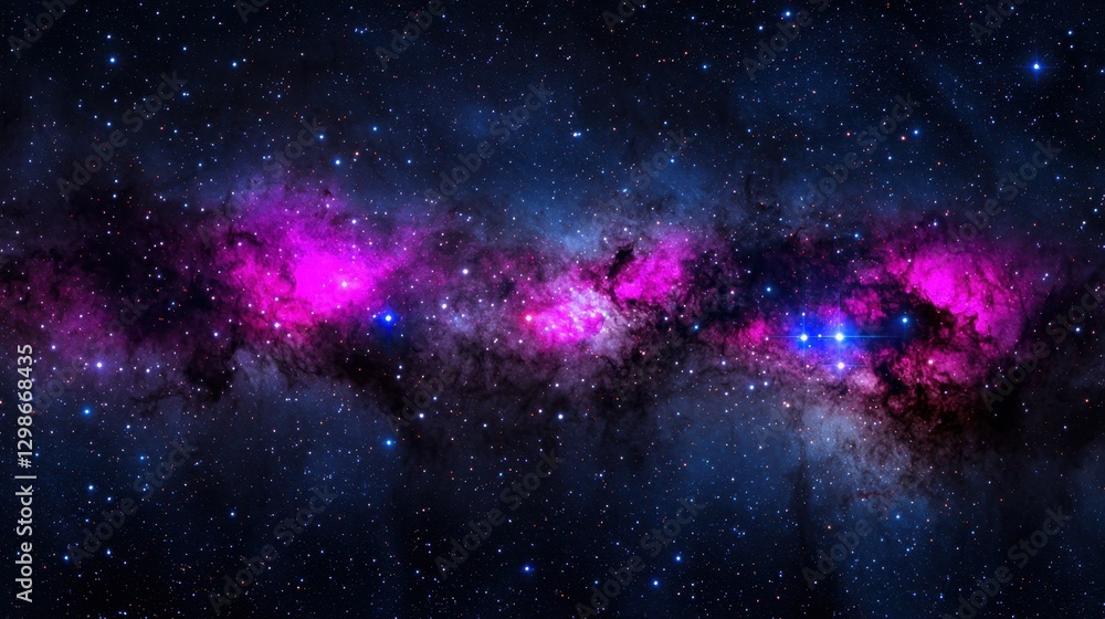 Poster vivid cosmic scene with bright pulsating stars and colorful nebula in deep space showcasing the wond