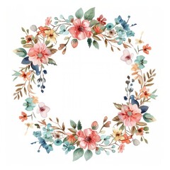 Obraz premium Floral wreath watercolor illustration