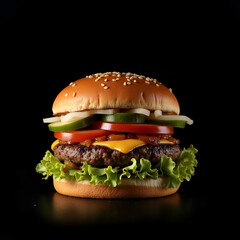 hamburger on black
