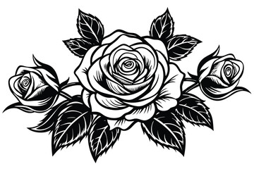 Black and White Rose Bouquet vector