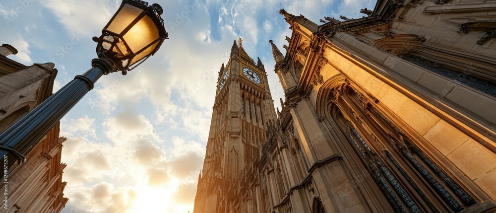 Poster close up of a building with a clock tower