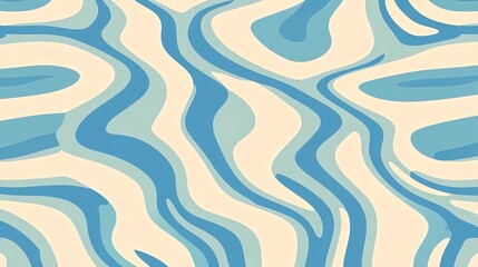 A wavy pattern featuring soft blue and cream colors, creating an abstract design reminiscent of water or flowing fabric.