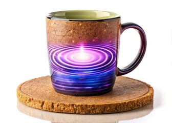 Luminous science mug; eco-friendly, ripple effect, geeky style.
