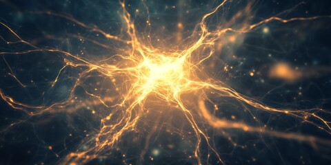 luminous neural fractal glowing energy lines