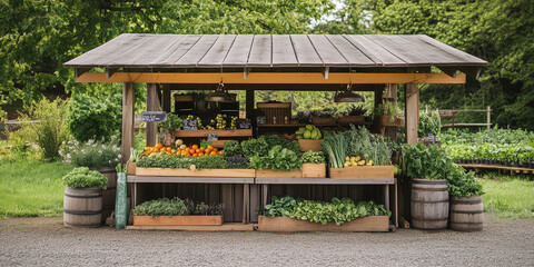 Farm stand with fresh produce, a rustic scene of local, healthy food options.