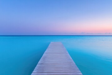Naklejka premium Serene wooden pier extending into tranquil turquoise waters at s