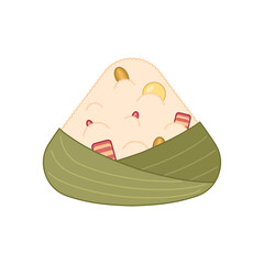 Zongzi is Chinese dish of rice with fillings wrapped in bamboo or reed leaf.