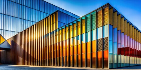 Modern trapezoidal facade panels, a striking architectural detail.