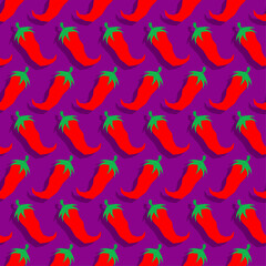 hot red pepper pattern seamless. Very hot chili pepper background