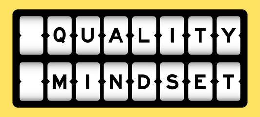 Black color in word quality mindset on slot banner with yellow color background