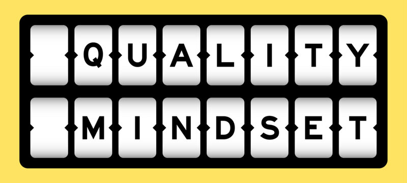 Black color in word quality mindset on slot banner with yellow color background