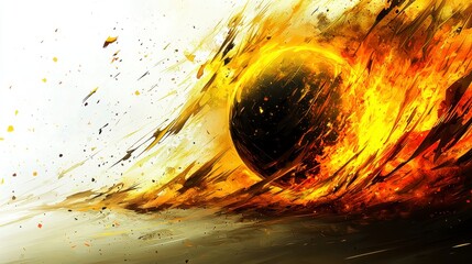 Abstract fiery cosmic sphere engulfing