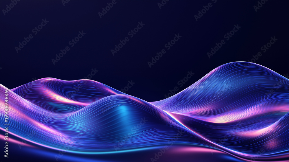 Poster abstract waves: an elegant, abstract depiction of undulating waves, rendered in a gradient of mesmer