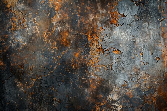Old and rust grey and orange metal sheet. Detailed photo textured background