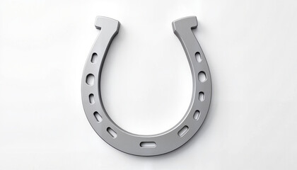 Classic Silver Horseshoe on White Background, Lucky horseshoe