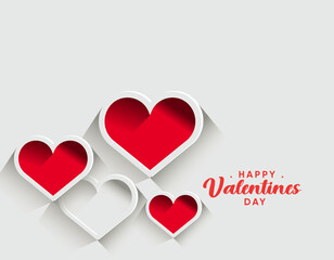 Happy Valentines Day Red and White Hearts Design