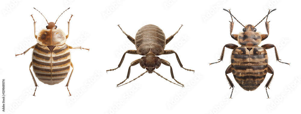 Poster three different types of insects displayed side by side on a plain background