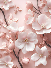 Obraz premium Elegant Array of Blooming Pink and White Flowers on a Soft Pastel Backdrop