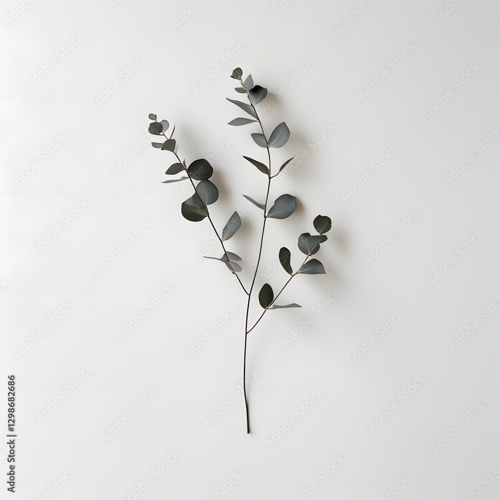 Poster eucalyptus branch on white background. 3d render. generated by ai