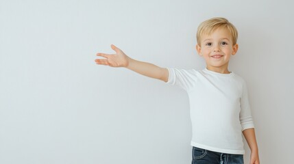 Curious boy pointing at exciting discovery journey of learning and wonder
