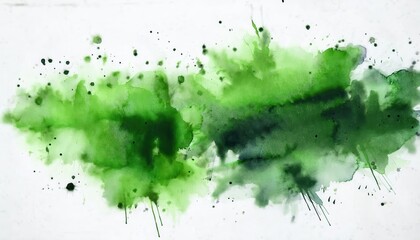vivid green watercolor ink splash on white background, abstract artistic texture with dark gradient for nature themed designs and eco branding


