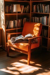 Cozy reading experience home library book photography warm environment indoor viewpoint tranquil concept for relaxation