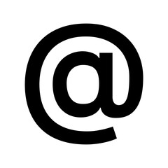Black @ at sign, isolated vector on transparent background