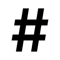 Black # number sign hash symbol, isolated vector on transparent background
