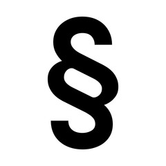 Black § section sign, isolated vector on transparent background