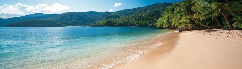 Exotic tropical beach paradise palm trees white sand and crystalclear turquoise ocean