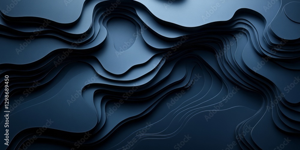 Poster abstract blue layered shapes create a topographic like structure