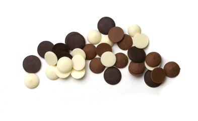chocolate different drops on white background