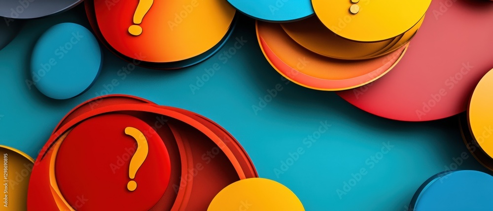 Poster colorful abstract background with question marks
