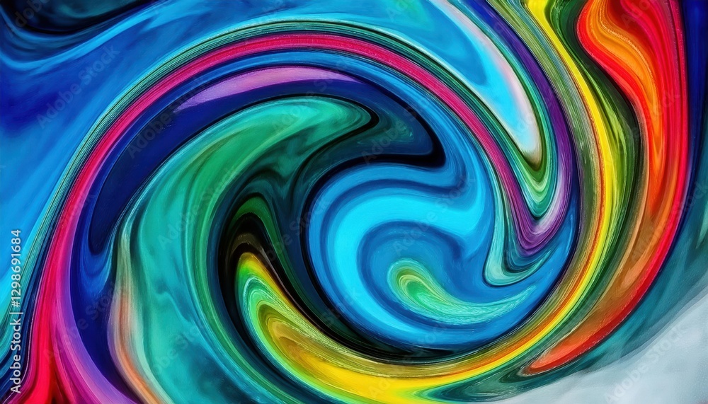 Poster vibrant abstract swirl with fluid rainbow colors and bold dynamic curves for background, print, and 