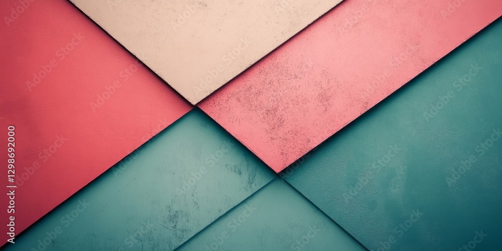 Poster abstract angled arrangement featuring intersecting colored textured planes