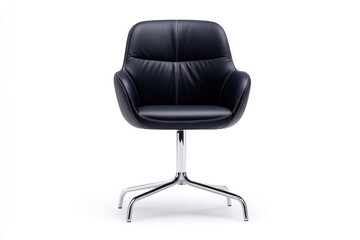 Sleek black chair features elegant curves and plush cushioning f