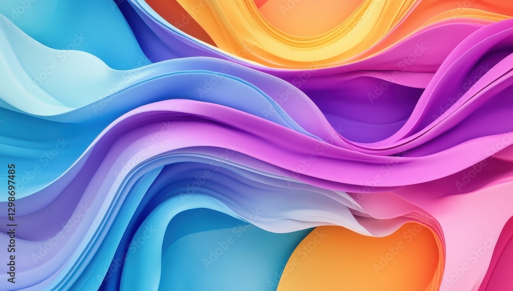 Poster colorful fluid waves with soft gradients and abstract design elements for creative backgrounds or ar
