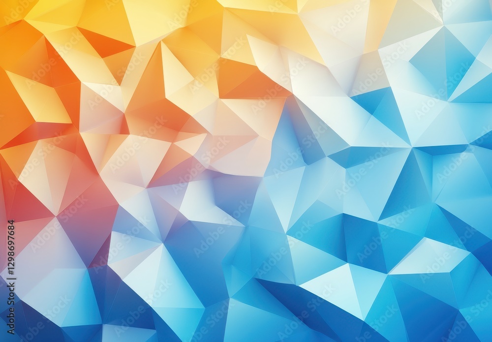 Aufkleber colorful geometric abstract background in orange and blue tones with triangular shapes and modern de