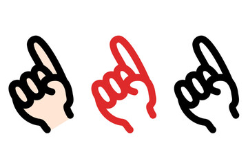 シンプルな指差しイラストの3色セット