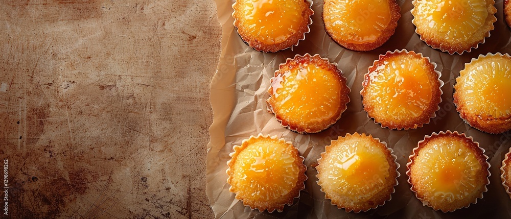 Poster an up-close view of a tray of delicious lemon curd crème brule cookies is displayed in the picture a