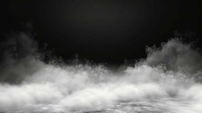 Wisps of Fog Rise From an Ethereal Black Background in a Minimalist Black and White Composition