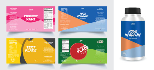 Label design set, soft drink bottle label design. Soda can vector. Energy drink label design. Orange flavor fruit juice label template design set.