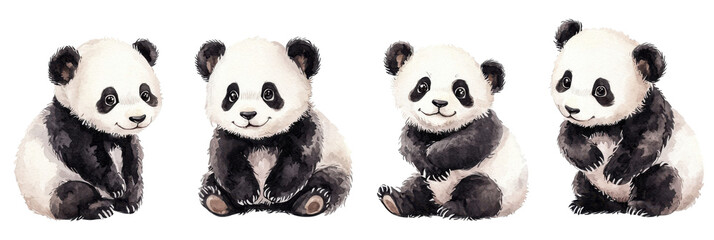 Panda watercolor art nature illustrations vibrant background creative style cute animals