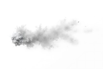 Fototapeta premium A grayscale image depicts a puff of smoke or dust against white.