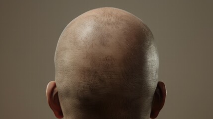 Fototapeta premium A shiny bald scalp reflecting light, symbolizing hair loss and skin texture.